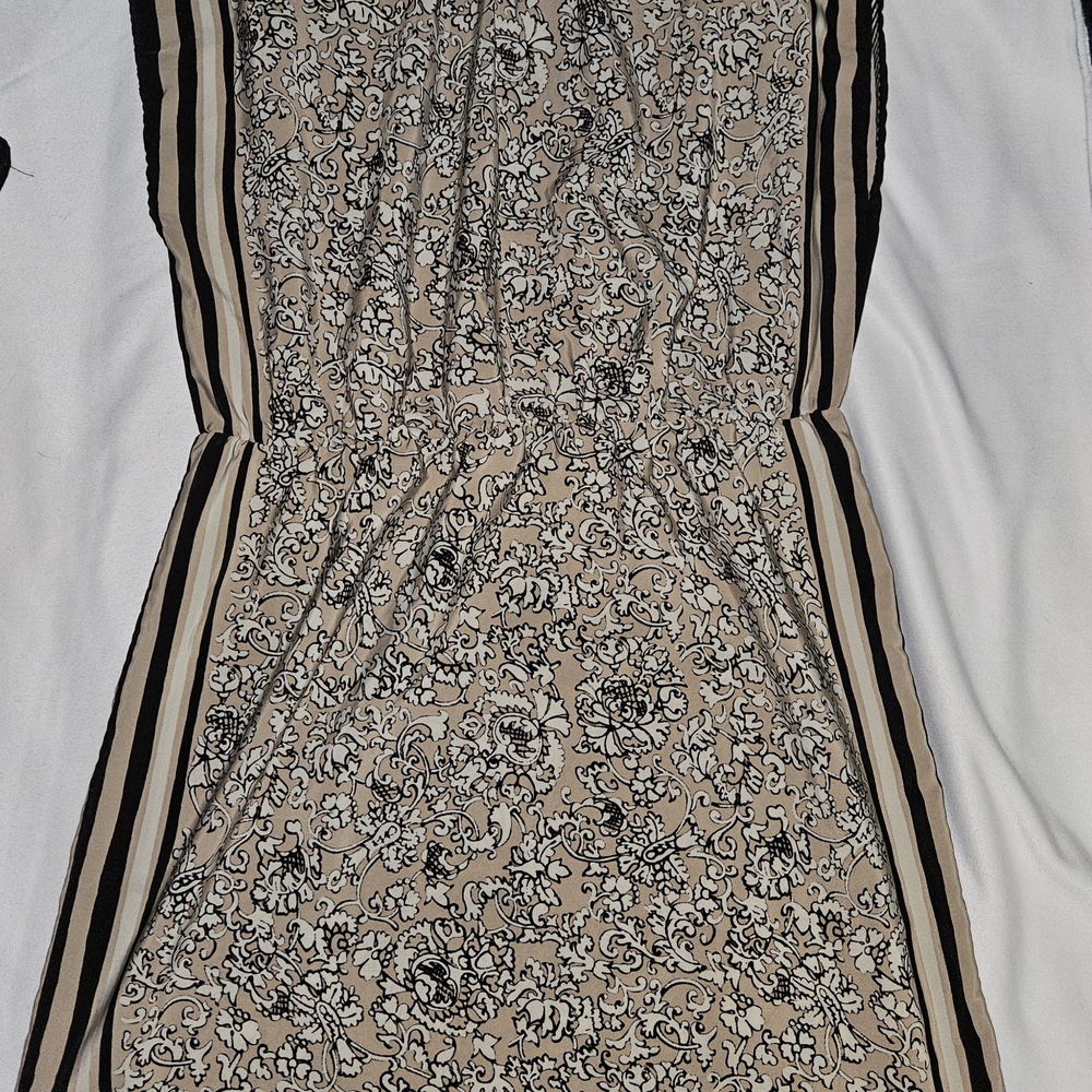 LOFT Elegant Black and Cream Floral Dress